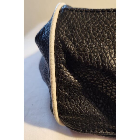 Kenneth Cole Reaction Black & White Faux Leather Tote Bag With Double Handles - Picture 7 of 8